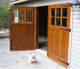 Carriage door by Evergreen w/tenon and shear panel