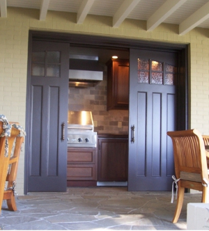 sliding pocket carriage doors for outdoor kitchen