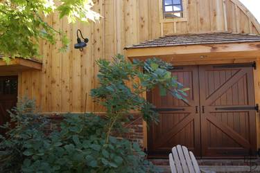 Evergreen's carriage doors add the finishing touch to this quonset hut.